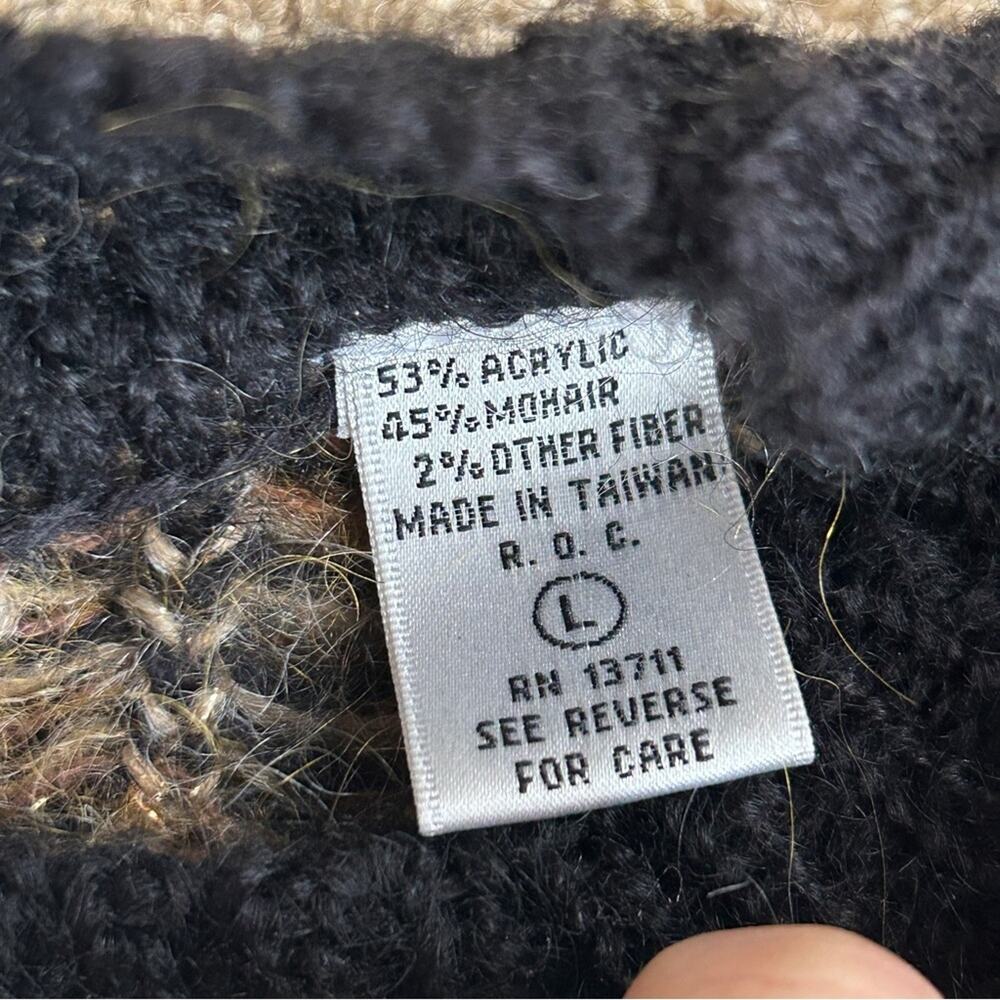 Vintage Mohair Leopard Sweater Grunge 90s Fuzzy Oversized L - Picture 8 of 12